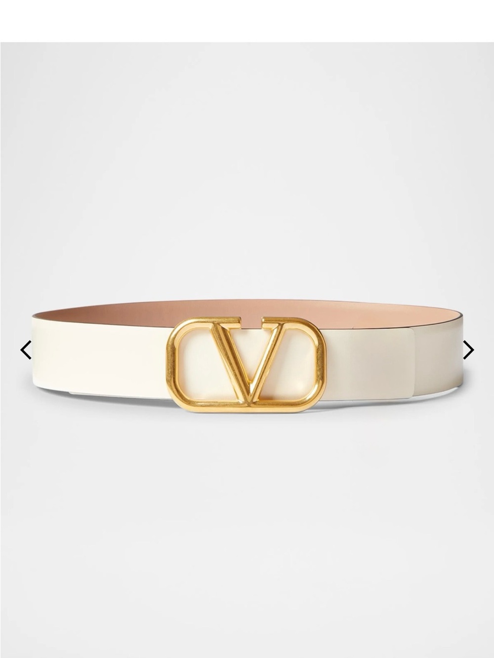 Valentino Cream Leather Belt with Gold V Logo Buckle